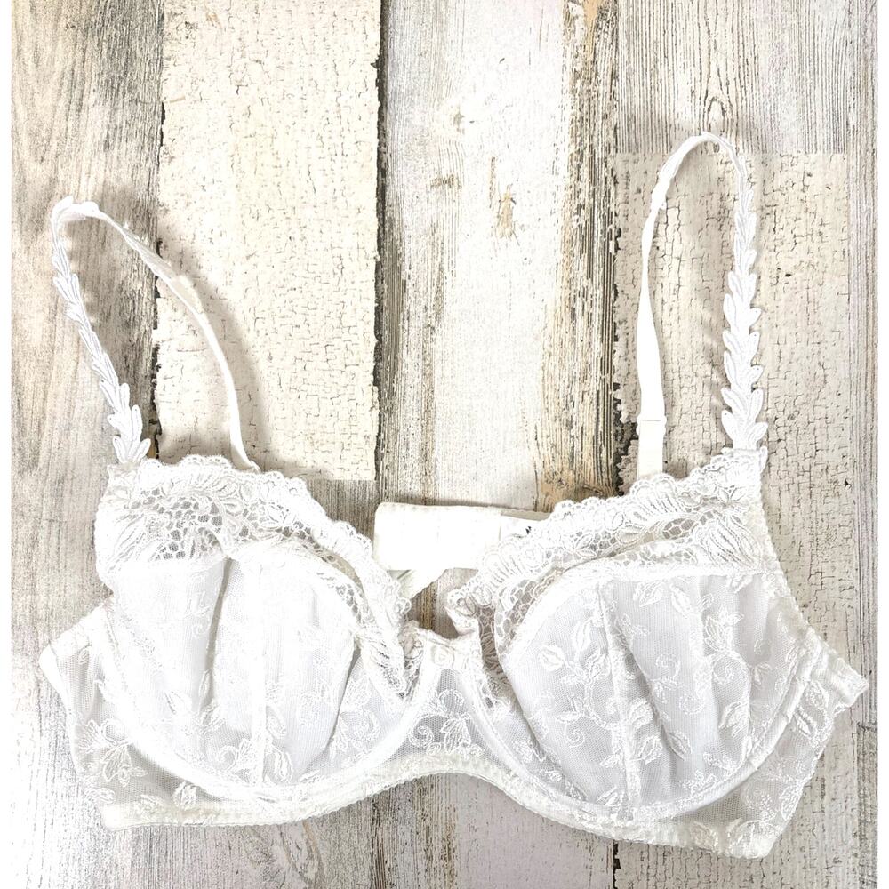 Wacoal Womens 36C White Lace Balconette Underwire Bra NEW Elegant